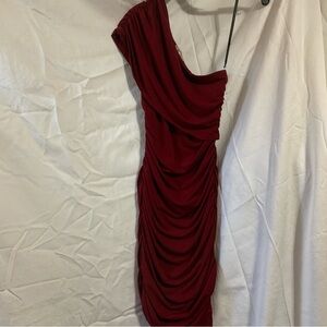 Sweet Storm Women's Red Sleeveless Ruched Bodycon Dress Size S Knee Length night